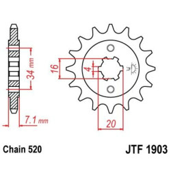 Kit chaîne EK/JT 520SRX2 14/45 - KTM 125 DUKE 2011-2013