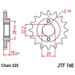 Kit chaîne EK/JT 525 SRX2 - 15/41-104 - Couronne alu standard - Necessite un porte couronne JT SPROCKETS