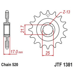 Kit chaîne EK/JT 520ZVX3 15/41 - couronne standard