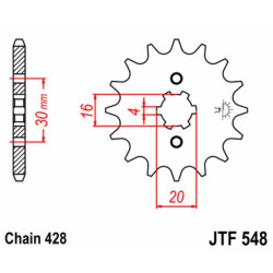 Kit chaîne EK/JT 428ZVX 14/45 - couronne standard