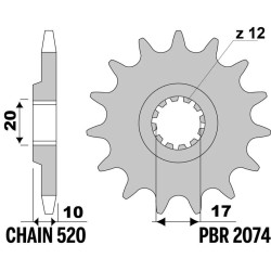 Kit chaîne EK/PBR 520SRX2 13/50 - couronne ultra-light anodisé dur