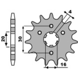 Kit chaîne EK/PBR 428 DEH - 16/50-126 - Couronne acier standard