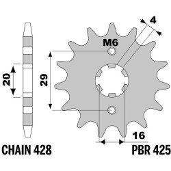 Kit chaîne EK/PBR 428 ZVX - 16/47-132 - Couronne acier standard