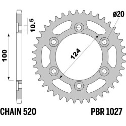 Kit chaîne EK/PBR 520 ZVX3 - 15/38-98 - Couronne acier standard