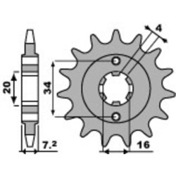Kit chaîne EK/PBR 520SRX2 14/45 - couronne ultra-light anodisé dur