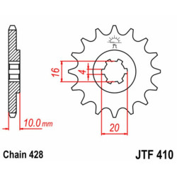 Kit chaîne EK/JT 428SR 14/47 - couronne standard