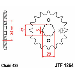 Kit chaîne EK/JT 428SR 17/50 - couronne standard