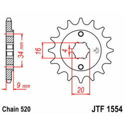 Kit chaîne EK/JT 520H 14/46 - couronne standard