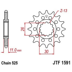 Kit chaîne EK/JT 525SRX2 16/46 - couronne standard