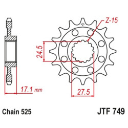 Kit chaîne EK/JT 525 ZVX3 - 16/41-114 - Couronne acier standard - Necessite un porte couronne JT SPROCKETS