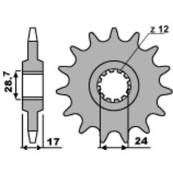 Kit chaîne EK/PBR 525 ZVX3 - 15/43-108 - Couronne acier standard
