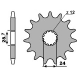Kit chaîne EK/PBR 530 ZVX3 - 16/48-116 - Couronne acier standard