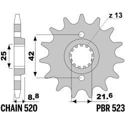 Kit chaîne EK/PBR 520 SRX2 - 14/48-114 - Couronne acier standard