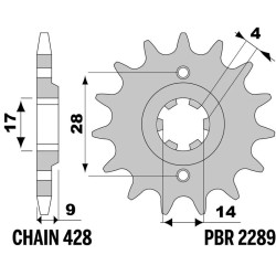 Kit chaîne EK/PBR 428 DEH - 13/60-136 - Couronne acier standard