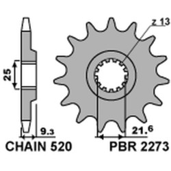 Kit chaîne EK/PBR 520 SRX2 - 14/41-106 - Couronne acier standard