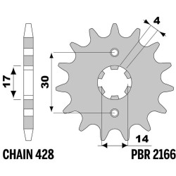 Kit chaîne EK/PBR 428 DEH - 15/37-124 - Couronne acier standard
