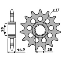 Kit chaîne EK/PBR 525 ZVX3 - 17/42-120 - Couronne acier standard