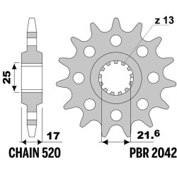 Kit chaîne EK/PBR 520 SROZ2 - 15/41-112 - Couronne acier standard