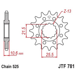 Kit chaîne EK/JT 525H 14/42-114 - couronne standard