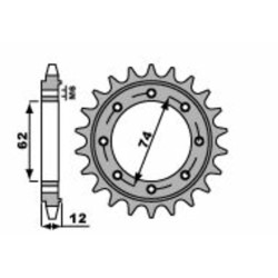 Kit chaîne EK/PBR 525 SROZ2 - 22/47-116 - Couronne acier standard