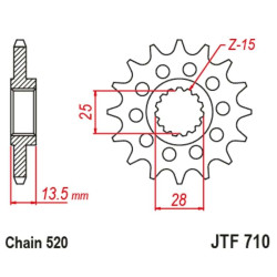 Kit chaîne EK/JT 520ZVX3 15/42 - couronne standard