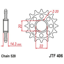 Kit chaîne EK/JT 520SROZ2 16/40 - couronne standard