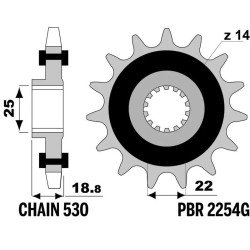 Kit chaîne EK/PBR 530 ZVX3 - 15/40-108 - Couronne acier renforcé