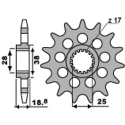Kit chaîne EK/PBR 525 MVXZ2 - 16/40-108 - Couronne acier standard