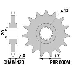 Kit chaîne EK/PBR 420SR 11/58-136 - couronne standard