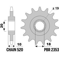 Kit chaîne EK/PBR 520 H - 14/46-112 - Couronne acier standard