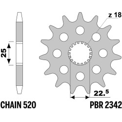Kit chaîne EK/PBR 520 ZVX3 - 17/41-102 - Couronne acier standard