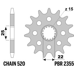 Kit chaîne EK/PBR 520 SRX2 - 15/40-108 - Couronne acier standard