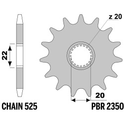 Kit chaîne EK/PBR 525 SROZ2 - 14/46-120 - Couronne acier standard