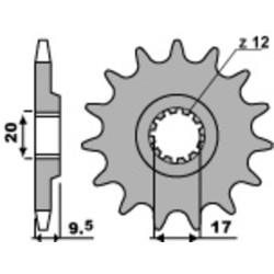 Kit chaîne EK/PBR 428SHDR 13/46-124 - couronne standard