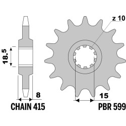 Kit chaîne EK/PBR 415RR 13/45-126 - couronne standard