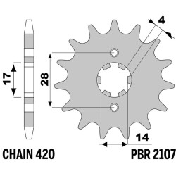 Kit chaîne EK/PBR 420 SR - 13/53-132 - Couronne acier standard