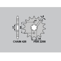 Kit chaîne EK/PBR 428 DEH - 14/58-140 - Couronne alu standard