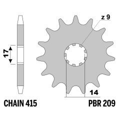 Kit chaîne EK/PBR 415 RR - 13/50-126 - Couronne acier standard
