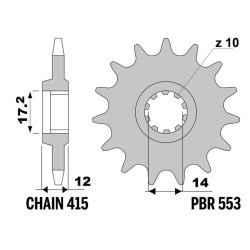 Kit chaîne EK/PBR 415 RR - 13/37-110 - Couronne acier standard