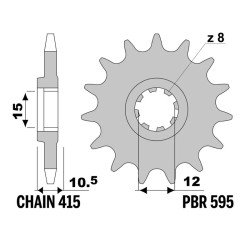 Kit chaîne EK/PBR 415 RR - 12/44-122 - Couronne acier standard