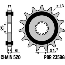 Kit chaîne EK/PBR 520 SRX2 - 15/48-114 - Couronne acier standard