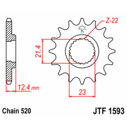 Kit chaîne EK/JT 520 SRX2 - 14/38-92 - Couronne acier standard