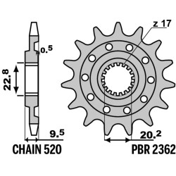 Kit chaîne EK/PBR 520 SRX2 - 13/48-112 - Couronne alu standard