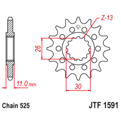 Kit chaîne EK/JT 525 ZVX3 - 15/46-122 - Couronne acier standard