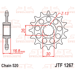 Kit chaîne EK/JT 520 SRX2 - 16/45-114 - Couronne acier standard