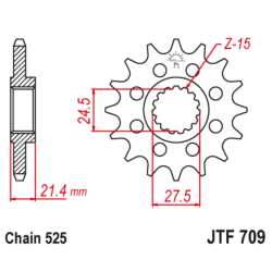 Kit chaîne EK/JT 525 SRX2 - 16/44-108 - Couronne acier standard