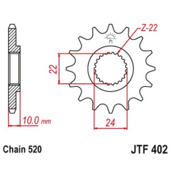 Kit chaîne EK/JT 520 MVXZ2 - 16/47-112 - Couronne acier standard
