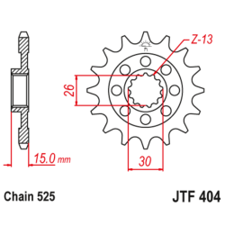 Kit chaîne EK/JT 525 ZVX3 - 17/46-122 - Couronne acier standard