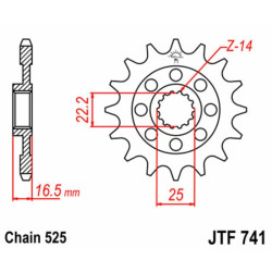 Kit chaîne EK/JT 525 SRX2 - 14/39-98 - Couronne acier standard