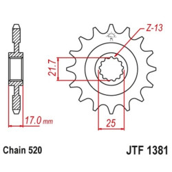 Kit chaîne EK/JT 520 SROZ2 - 15/41-112 - Couronne acier standard